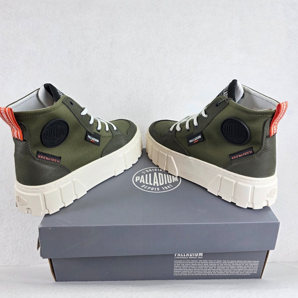 Palladium Pallatower Hi‎ Women's Platform Boots Size 9.5 Olive Night New in  Box - Picture 4 of 9